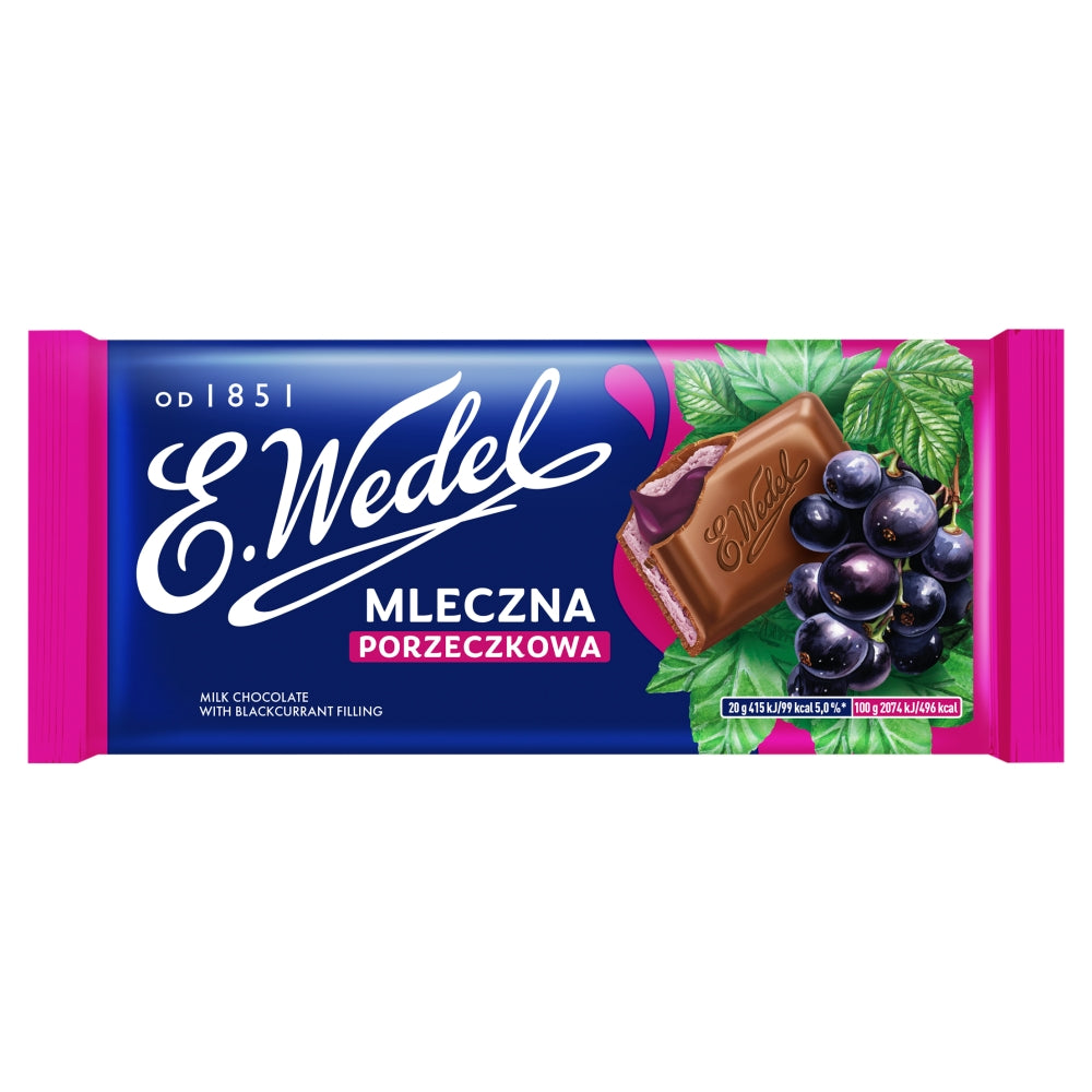 E.Wedel – Milk Chocolate with Blackcurrant Filling (Porzeczkowa), Net. Wt. 3.53 oz (100 g)