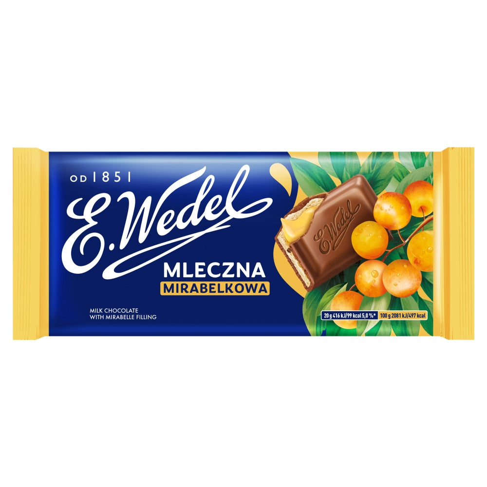 E.Wedel – Milk Chocolate with Mirabelle Plum Filling (Mirabelkowa), Net. Wt. 3.53 oz (100 g)