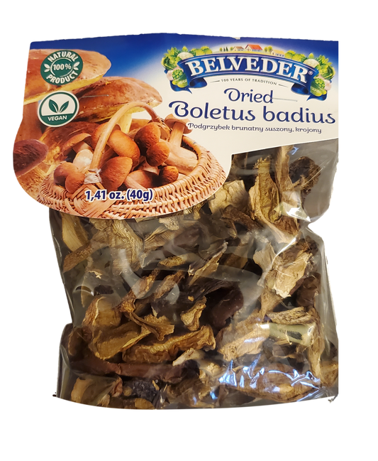 Belveder – Dried Boletus Badius (Sliced Brown Bay Bolete), net wt.: 1.41 oz (40 g)