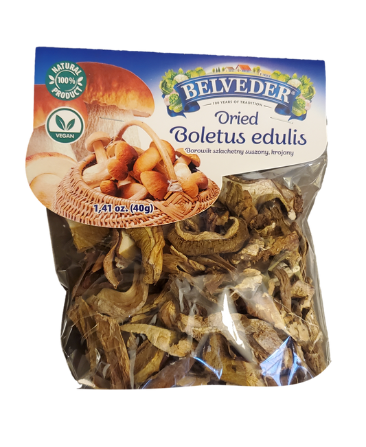 Belveder – Dried Boletus edulis (Porcini Mushrooms), net wt.: 1.41 oz (40 g)