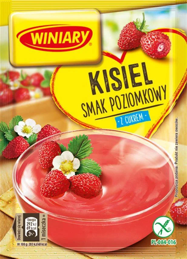 Winiary – Wild Strawberry Flavored Soft Jelly (Kisiel) Dessert Mix with Sugar, Net Wt: 2.72 oz (77 g)