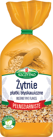 Szczytno Premium - whole grain instant rye flakes, net weight: 14.11 oz