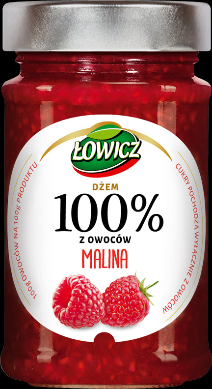 Łowicz - 100% fruit jam, raspberry, net weight: 7.76 oz