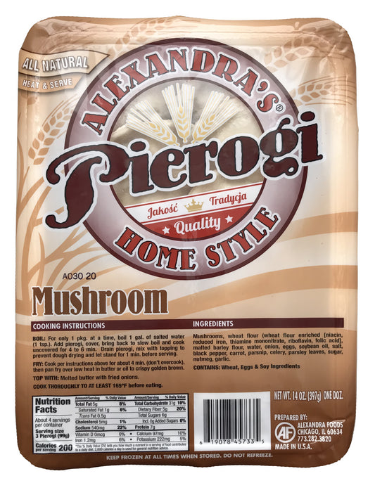 Alexandra Foods - mushroom pierogi, net weight: 14 oz. (one doz.)