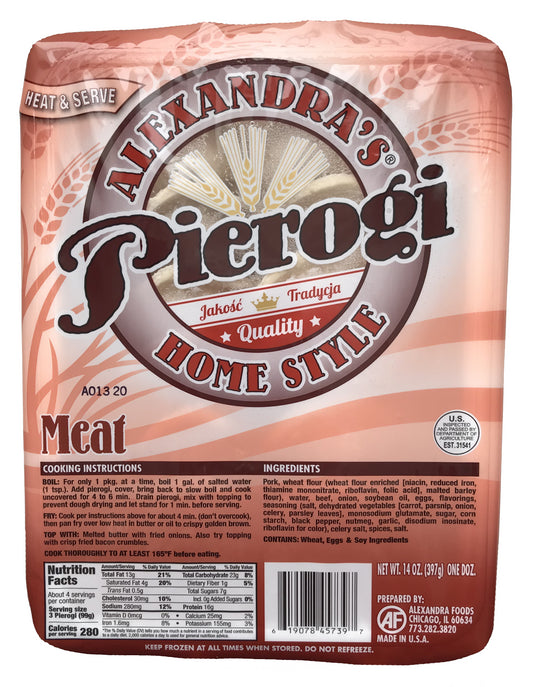 Alexandra Foods - meat pierogi, net weight: 14 oz. (one doz.)