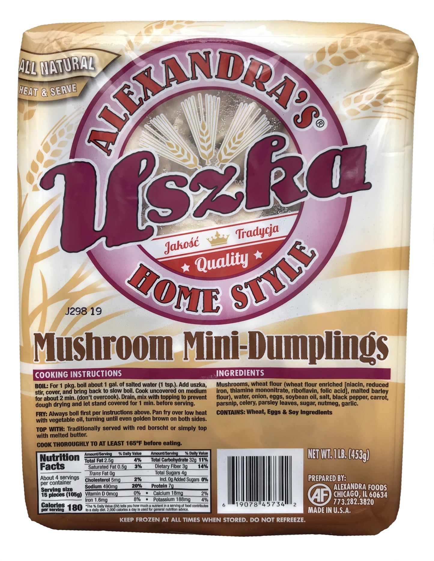 Alexandra Foods - Uszka, mushroom mini-dumplings, net weight: 1 lb.