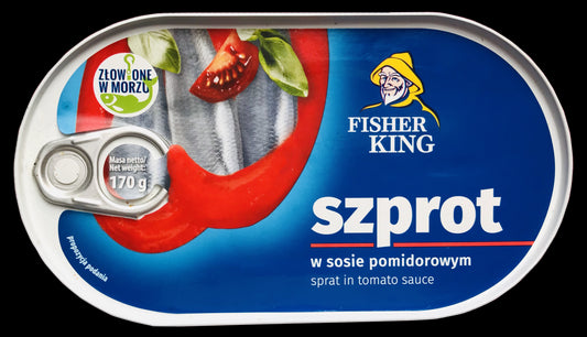 Fisher King - sprat in tomato sauce, net weight: 170 g