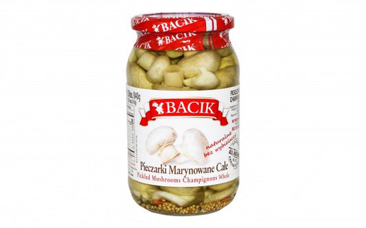 Bacik - pickled mushrooms champignons whole, net weight: 30 oz (840 g)