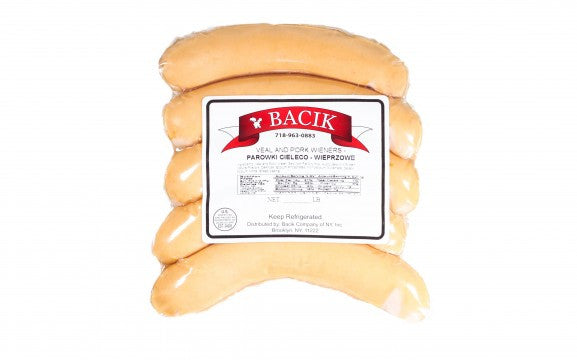 Bacik - Veal &amp; Pork Wieners, Lightly Smoked, Net Weight: 0.8 lb (363 g)