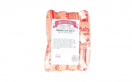 Bacik - baby veal & pork wieners chubs, net weight: 0.45 lb