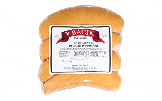 Bacik - pork wieners, net weight: 1 lb 2 psc