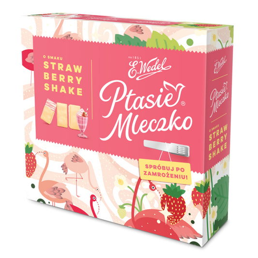 E. Wedel Ptasie Mleczko - strawberry shake flavor marshmallow, net weight: 12.7 oz