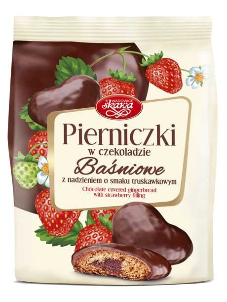 Skawa - chocolate covered gingerbread with strawberry filling, net weight: 5.29 oz
