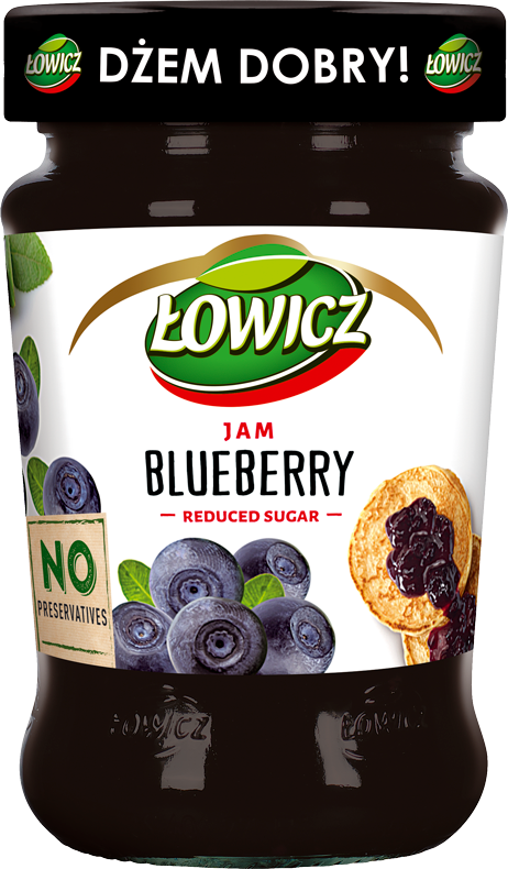 Łowicz - blueberry jam, reduced sugar, net weight: 9.9 oz