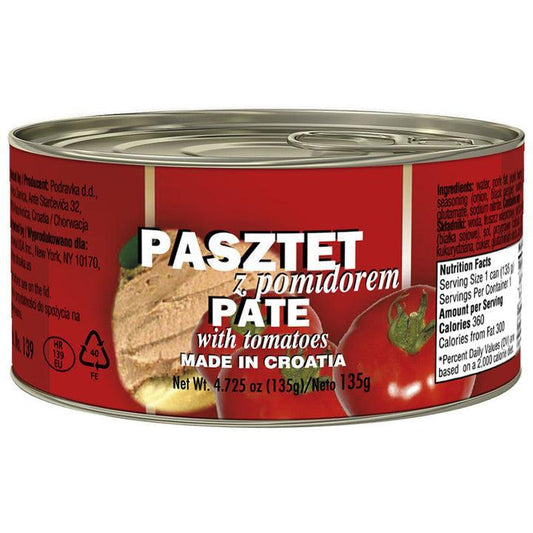 Podravka Pork Pate with Tomatoes – Savory Pork Spread, Nt. Wt: 4.73 oz (135 g)