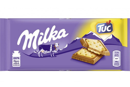 Milka Tuc - milk chocolate with Tuc saltine crackers, net weight: 3.07 oz