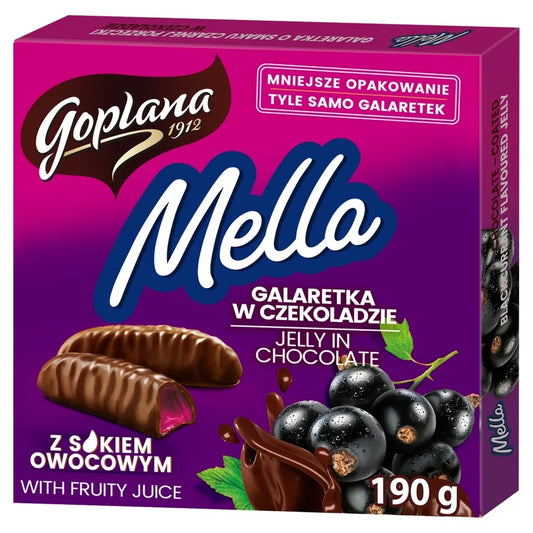 Goplana Mella - jelly in chocolate, black currant flavor, net weight: 6.7 oz