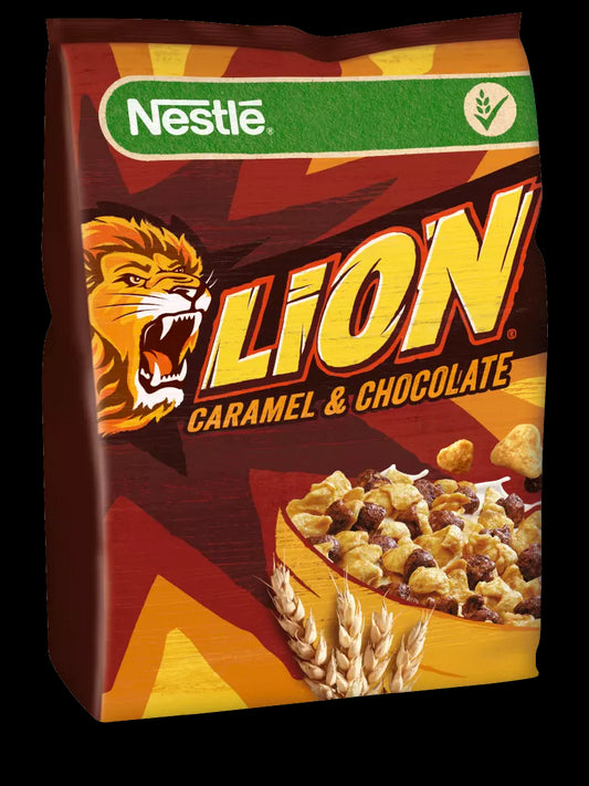 Nestlé Lion Cereal - Caramel & Chocolate breakfast cereal, net weight: 15.87 oz