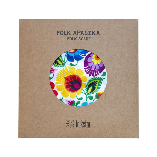 Folkstar - women's scarf - white Łowicz