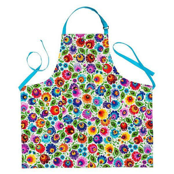 Folkstar - kitchen apron - white Łowicz pattern, 1 pc.