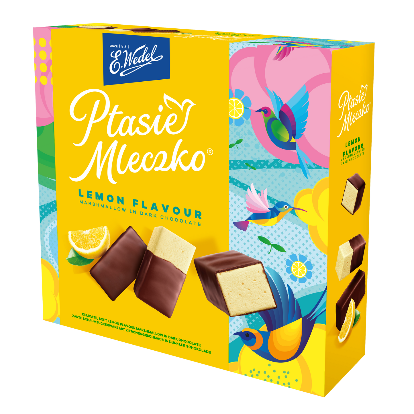 E. Wedel Ptasie Mleczko® – Lemon Flavor Marshmallow in Dark Chocolate, Net Wt: 12 oz (340 g)