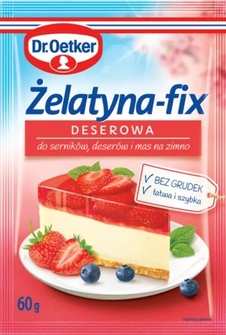 Dr. Oetker Żelatyna-Fix Deserowa – Instant Gelatin Mix for No-Bake Cheesecakes, Desserts and Cold Cream Fillings, Net Wt: 2.12 oz (60 g)
