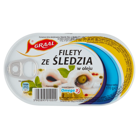 Graal - Herring Fillets in Oil, Net Wt.: 5.9 oz (170 g)