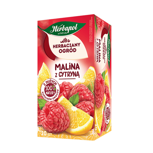 Herbapol Tea Garden – Raspberry with Lemon Flavored Fruit-Herbal Infusion 20 tea bags, Net wt: 1.90 oz (54 g)