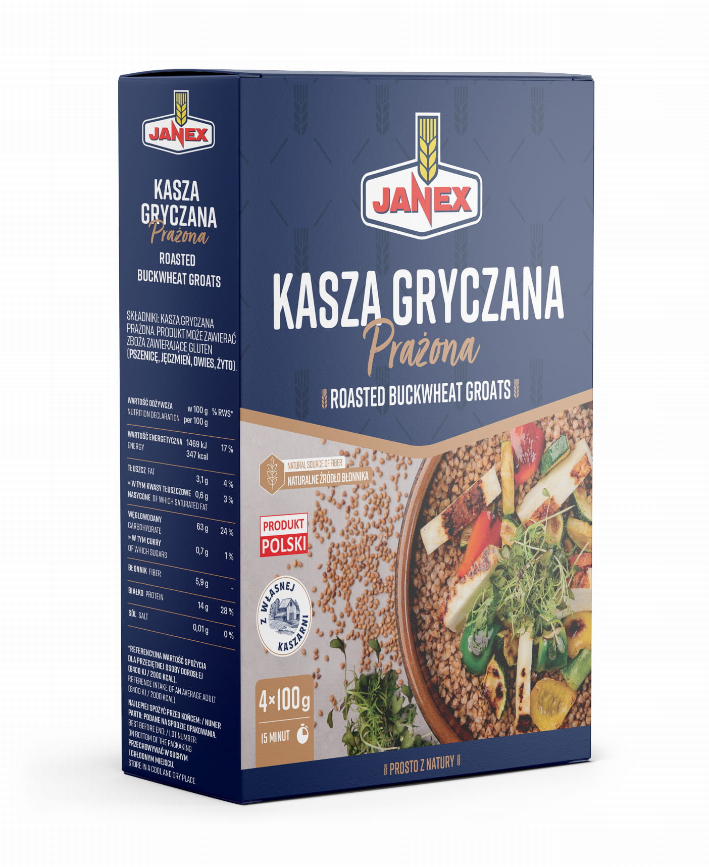 Janex - Roasted Buckwheat Groats, Net Weight: 14.11 oz (400 g)