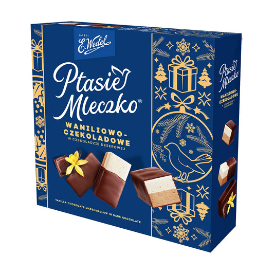 E.Wedel Ptasie Mleczko® – Vanilla & Chocolate Flavor Marshmallow in Dark Chocolate, Net Wt. 12 oz (340 g)