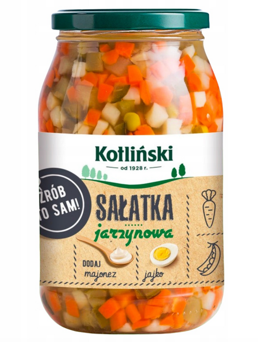 Kotliński Specjał – Traditional Vegetable Salad Mix (Diced Vegetables), Net Weight: 30.68 oz (870 g), Drained Weight: 21.16 oz (600 g)