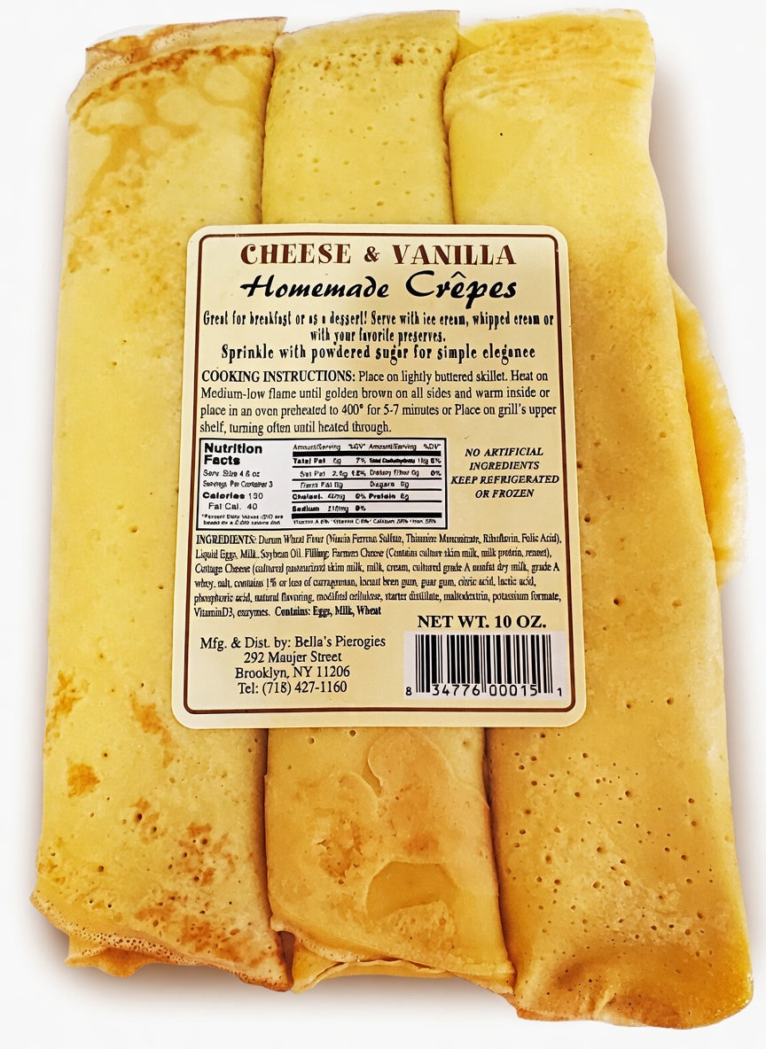 Bella’s Pierogies - Cheese & Vanilla Homemade Crêpes, Net Wt.: 10 oz (283 g)
