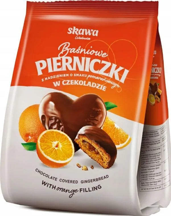 Skawa Baśniowe Pierniczki – Chocolate Covered Gingerbread with Orange Filling, Net Wt. 5.3 oz (150 g)