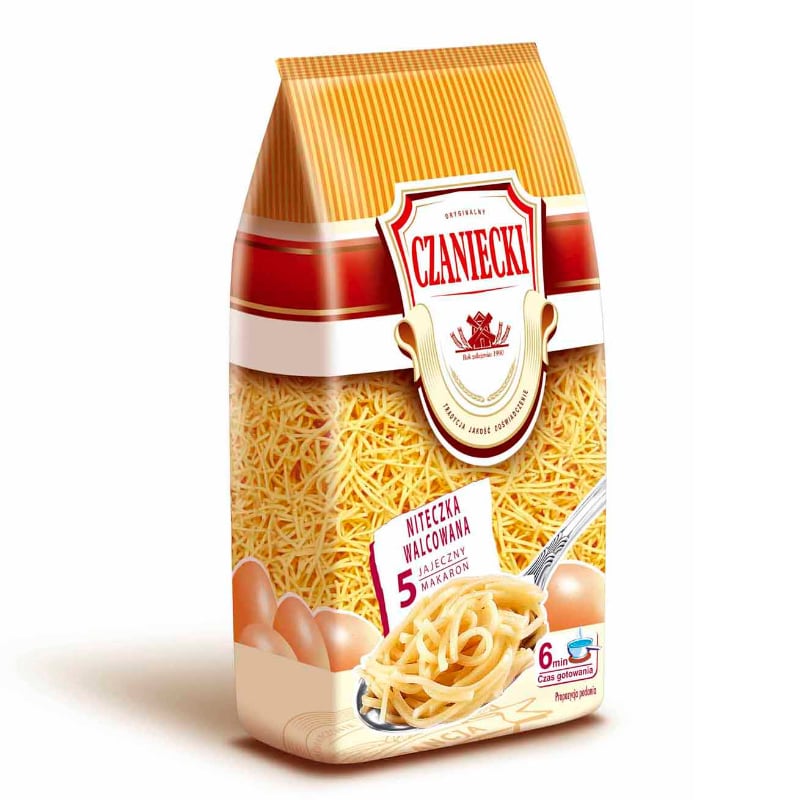 Czaniecki 5-Egg Fine Egg Noodles – Rolled Cut Pasta, Net Wt: 17.6 oz (500 g)