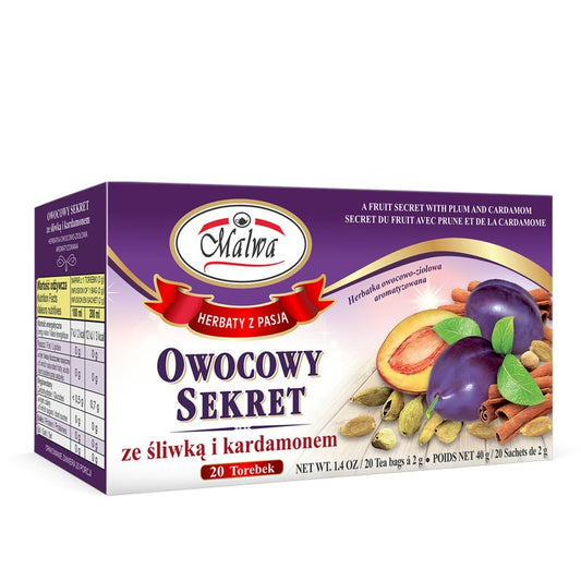 Malwa – Fruit Secret with Plum and Cardamom Tea 1.4 oz (40 g) 20 bags x 0.05 oz