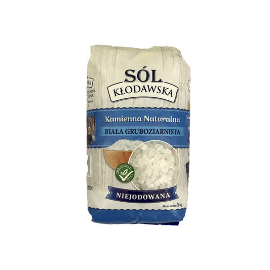Sól Kłodawska - White Coarse Rock Salt, Unrefined & Iodine‑Free, net weight: 2.2 lb (1 kg)